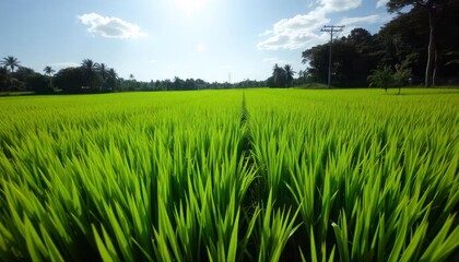 Obraz premium rice field and blue sky