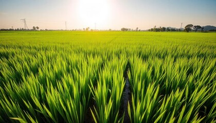 Fototapeta premium rice field and blue sky