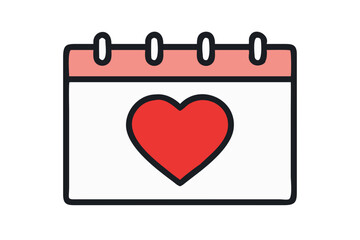 Stylish Valentine's Day calendar icon with a heart.