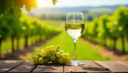 glass of white wine and grapes