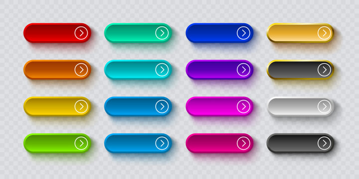 Click here button set, link mouse click, transparent background. Vector illustration 