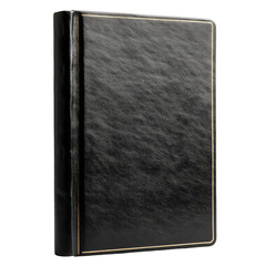 Black Leather Bound Notebook on Transparent Background for Office Use