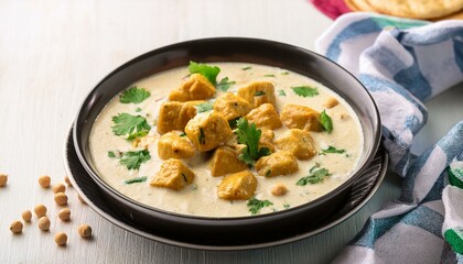 Generated image vegetarian soya malai chap made using soya chaap with white creamy gravy