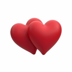 A pair of intertwined matte red hearts, one slightly larger than the other, floating in the center