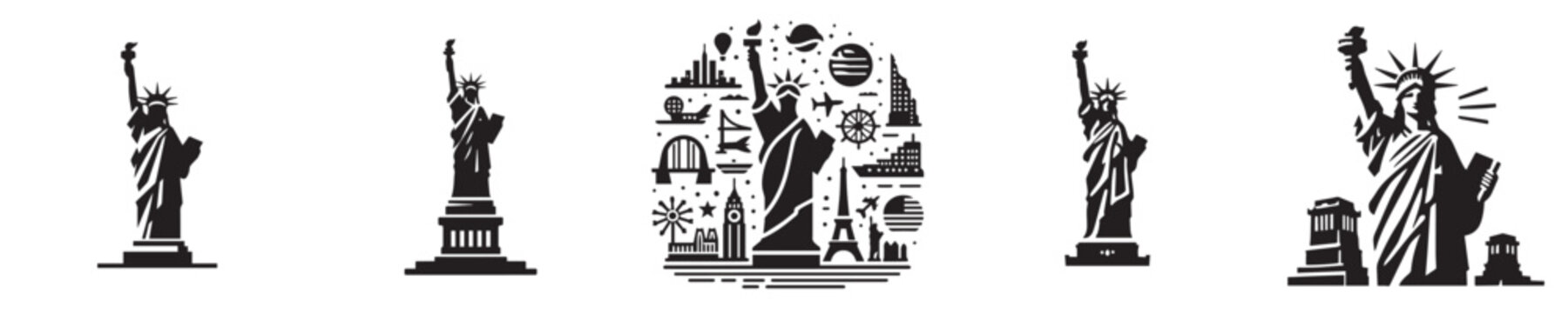 vector collection of statue of liberty silhouettes