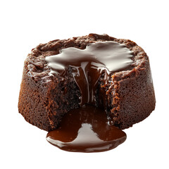 Delicious Chocolate Lava Cake with Liquid Chocolate Center on Transparent Background