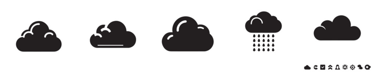 vector set of silhouette cloud icons