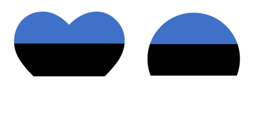 Estonia national flag in heart and circle shapes background
