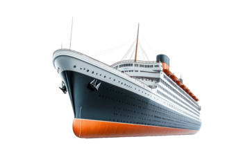 Cruise ship sailing through calm waters during sunset, showcasing elegant design and vibrant colors