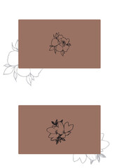 Flowers drawn by hand line, logo for design, on white background, Mocha Mousse colors - Pantone colors of 2025
