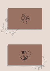 Flowers drawn by hand line, logo for design, on white background, Mocha Mousse colors - Pantone colors of 2025
