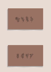 Flowers drawn by hand line, logo for design, on white background, Mocha Mousse colors - Pantone colors of 2025
