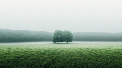 arafed view of a field with a single tree in the middle