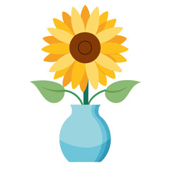 Obraz premium sunflower in vase vector illustration