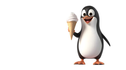 Fototapeta premium penguin lick icecream 