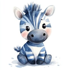 Cute watercolor zebra illustration, kid book illustration , nursery clipart