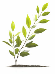 Fototapeta premium Young plant growing from soil, isolated on white background; perfect for illustrating growth, nature, or environmental themes