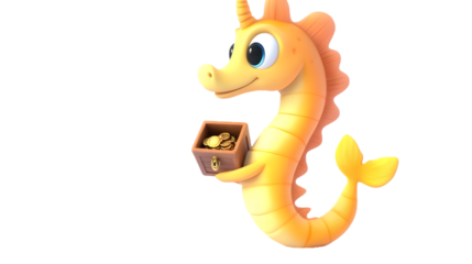sea horse holding trasure 