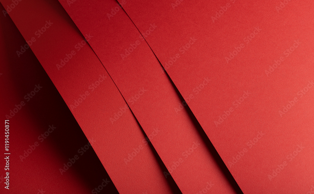 Poster Fiery red paper background with overlapping diagonal layers. Vibrant warm tones, bold geometric patterns, and a grainy texture create a striking and elegant modern composition.