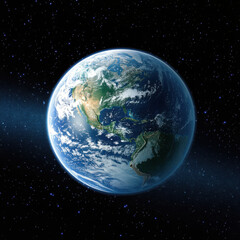 Fototapeta premium Night View of Earth from Space City Lights Glowing