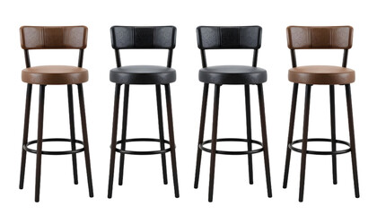 Fototapeta premium Set of stylish bar stools on transparent background