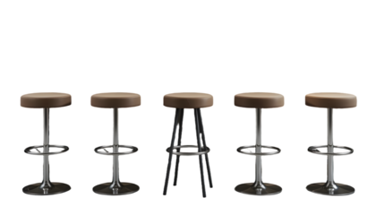  Set of stylish bar stools on transparent background