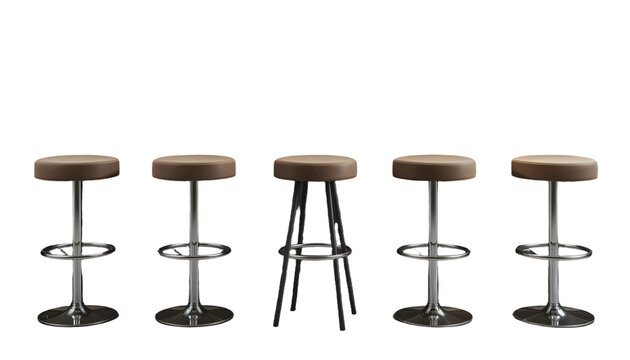  Set of stylish bar stools on transparent background