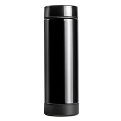 Black Stainless Steel Thermos Bottle Isolated on Transparent Background