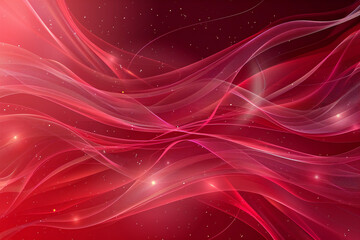Abstract Red Background with Glowing Waves, Light Trails, and Shimmering Particles for a Digital Fantasy Design