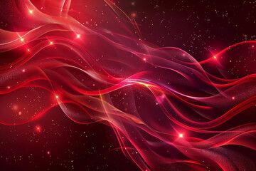 Fototapeta premium Abstract Red Background with Glowing Waves, Light Trails, and Shimmering Particles for a Digital Fantasy Design