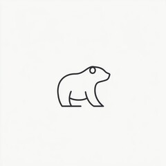 Obraz premium Minimalist polar bear icon, white background, wildlife conservation, logo design