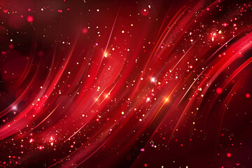 Abstract Red Background with Glowing Waves, Light Trails, and Shimmering Particles for a Digital Fantasy Design
