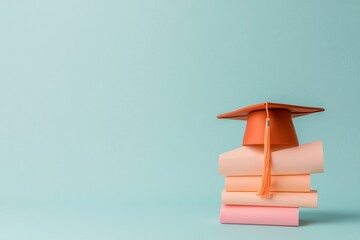 Graduation Success University Admission Letters with Cap and Diploma on Pastel Background