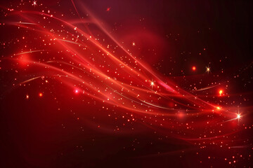 Fototapeta premium Abstract Red Background with Glowing Waves, Light Trails, and Shimmering Particles for a Digital Fantasy Design