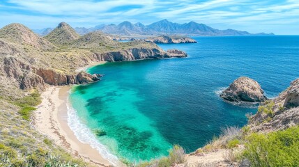 Fototapeta premium Coastal Paradise: Breathtaking Turquoise Bay Views