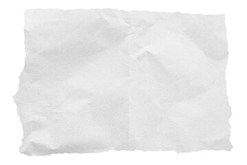 The image showcases a piece of white paper with a rough, torn edge, exhibiting a wrinkled texture, suggesting it has been crumpled. torn white paper isolated on background with clipping path.