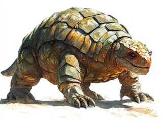 Fototapeta premium Majestic Fantasy Turtle Creature with Armor in Enchanted Natural Landscape