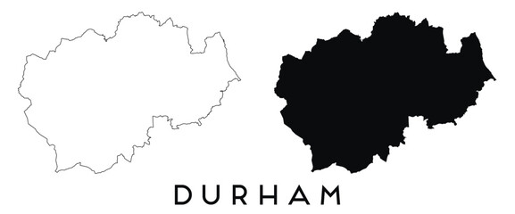 Durham map outline and black silhouette vector