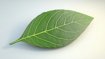Obraz premium Detailed Green Leaf Isolated on Light Background for Nature Lovers