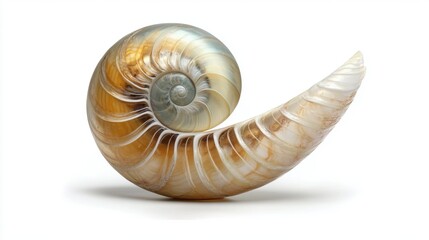 Beautiful Spiral Nautilus Shell Displayed on Bright Background