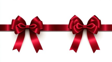 Fototapeta premium Elegant red bows with ribbon on a white background for occasions