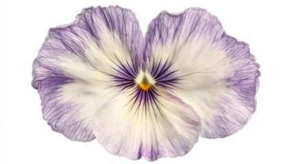Elegant Purple and White Pansy Flower Isolated on White Background