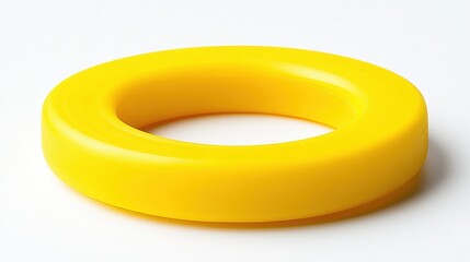 Bright Yellow Circular Toy Ring on White Background for Fun Playtime