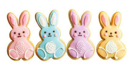 Obraz premium Easter bunny-shaped cookies transparent background