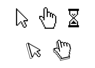 Cursor pixel mouse arrow pointer click icon. Vector pixel cursor arrow. Vector eps10.