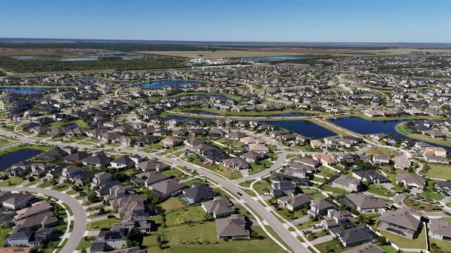 Aerial view of newly built homes in Viera, Florida, a master planned residential community in central Brevard County near Melbourne on Florida's Space Coast.