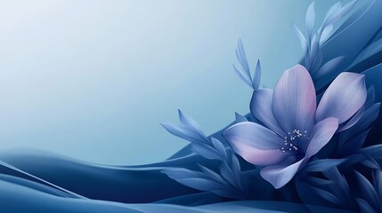 Serene Blue Flower with Soft Fabric Drapes