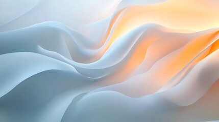 Obraz premium Abstract Wavy Forms in Soft Blue and Orange Hues