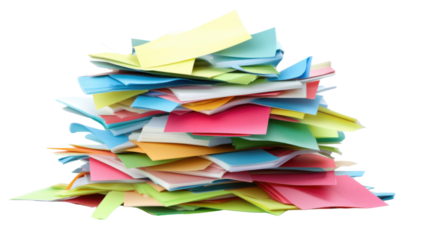 Pile of documents and papers transparent background