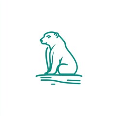 Fototapeta premium Arctic polar bear sitting on melting ice, climate change illustration